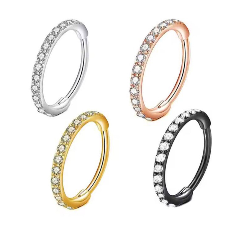 Body Jewelry Ear - 16G Clear CZ Nose Ring Hoop
