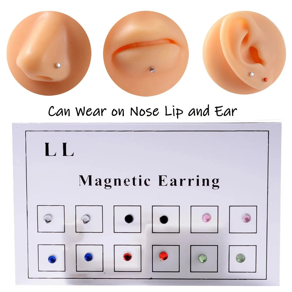 Body Jewelry Ear - 12PCS/Card Fake Cheater Non Pierced Magnet