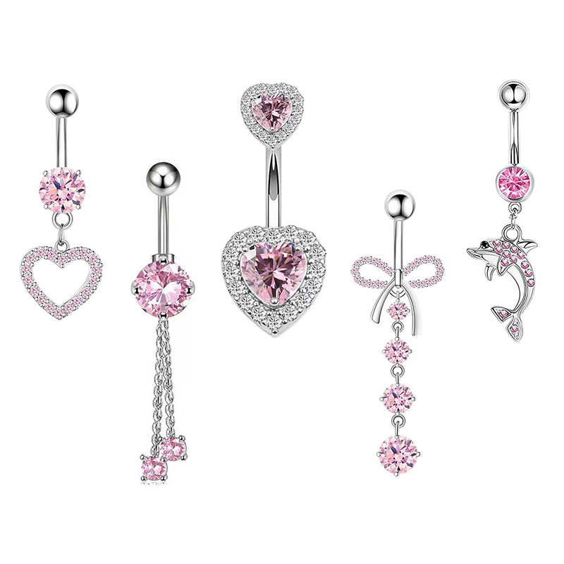 Body Jewelry Piercing - 1PCS Pink Crown Belly Button Rings