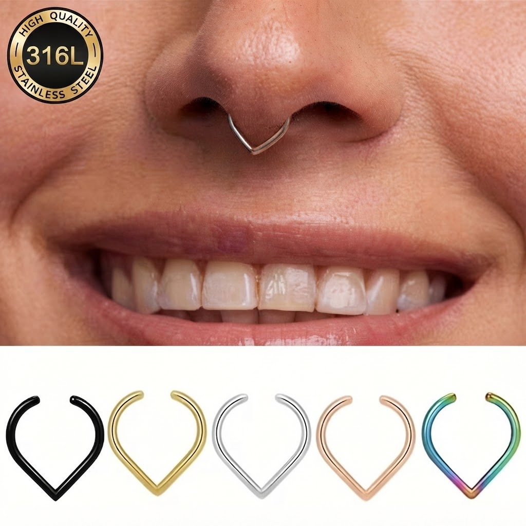Body Jewelry Ear - 5Pcs Stainless Steel Fake Nose Ring