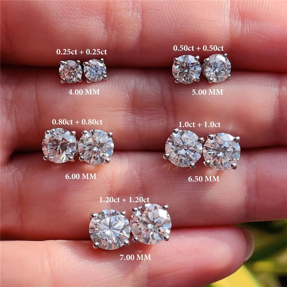 Body Jewelry Ear - SMTCAT 0.5-1.2 Carat D Color Moissanite