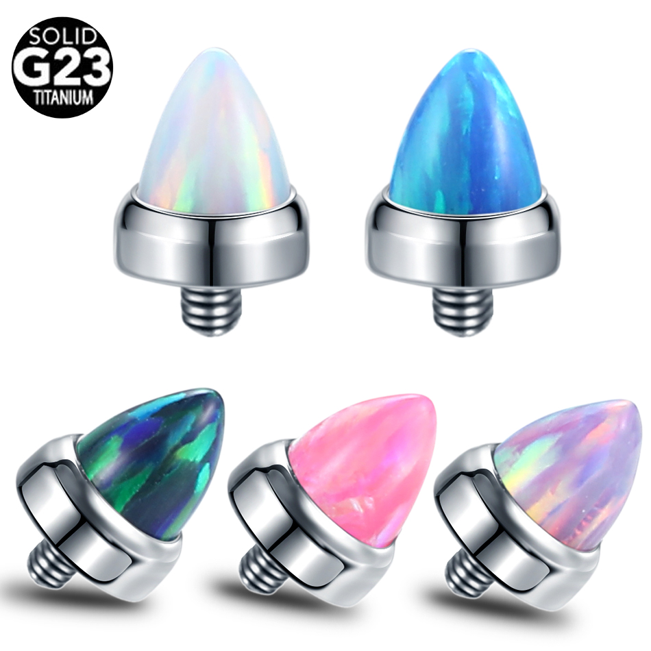 Body Jewelry Dermal - 1PC Titanium Claw Set Opal Bullet