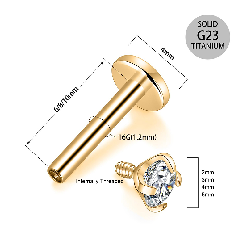 16G Titanium Internally Thread - Body Jewelry Back ulasan dan harga