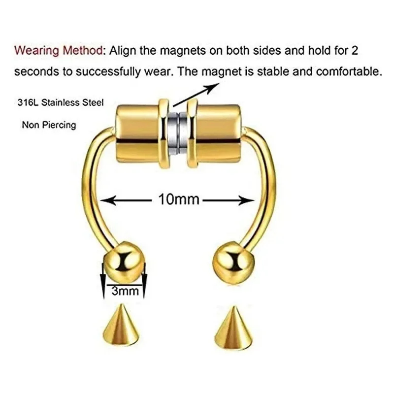 1/2/3Pcs Fake Magnetic Nose Ri - Body Jewelry Piercing ulasan dan harga