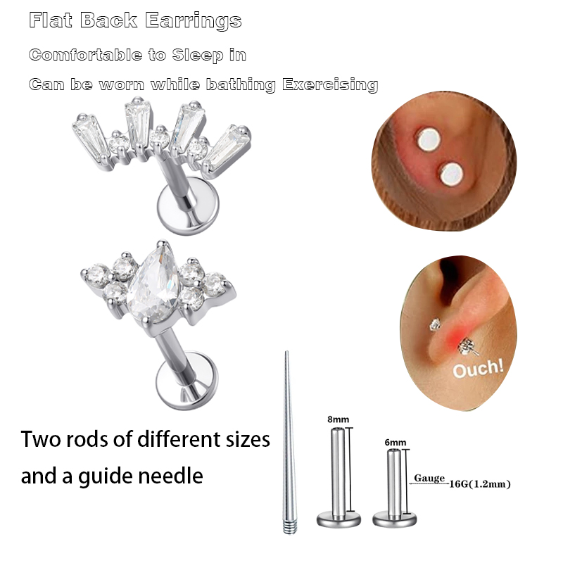 1 Pcs ASTM Titanium Helix Pier - Body Jewelry Flat Back ulasan dan harga
