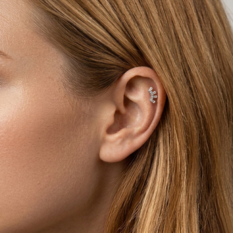 1 Pcs ASTM Titanium Helix Pier - Body Jewelry Flat Back ulasan dan harga
