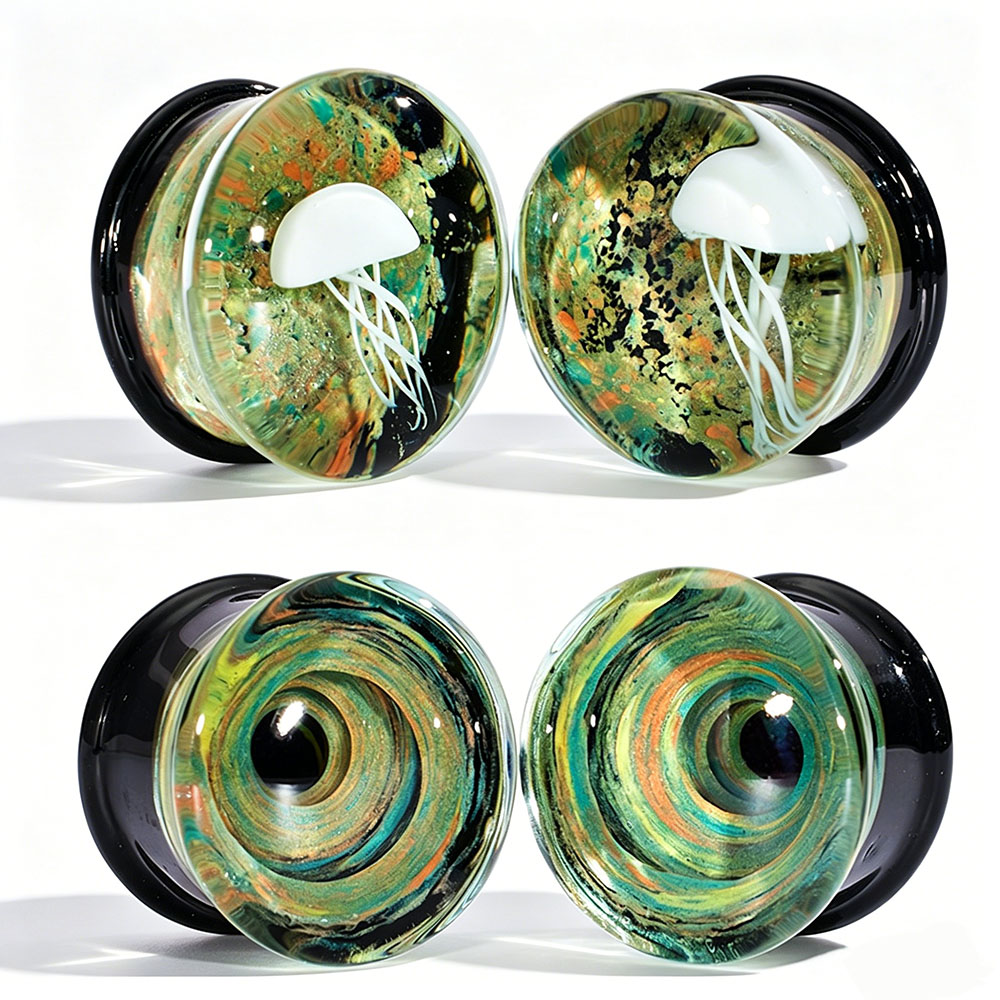 Pair Quality Glass Vortex Ear  - Body Jewelry Quality ulasan dan harga