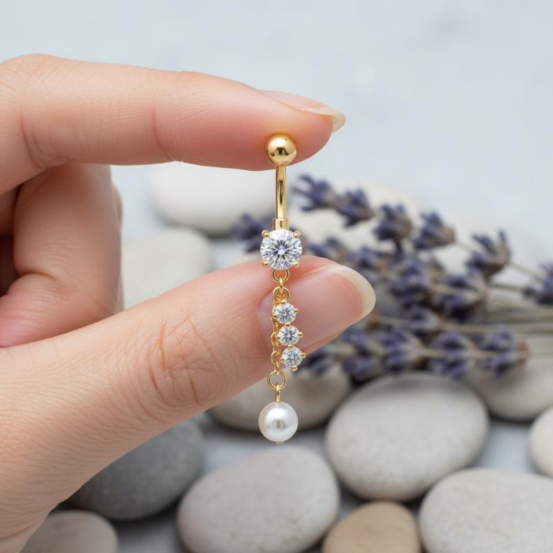 Crystal Pendant Belly Button R - Body Jewelry Women ulasan dan harga