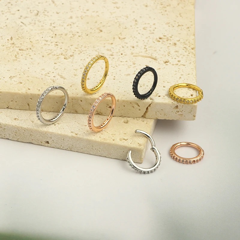 16G Clear CZ Nose Ring Hoop 31 - Body Jewelry Ear ulasan dan harga
