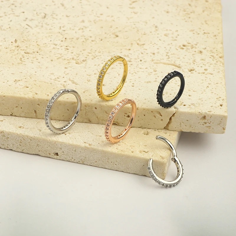 16G Clear CZ Nose Ring Hoop 31 - Body Jewelry Ear ulasan dan harga