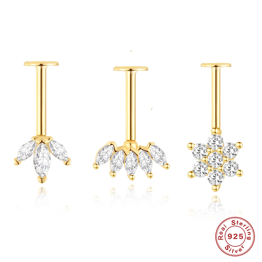 AIDE 925 Sterling Silver Earri - Body Jewelry Flat Back ulasan dan harga