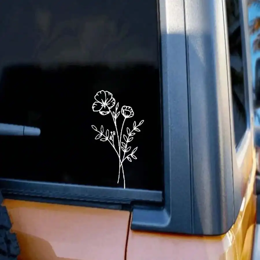 1pc Wild Flower Car Sticker, S - Body Jewelry Back ulasan dan harga
