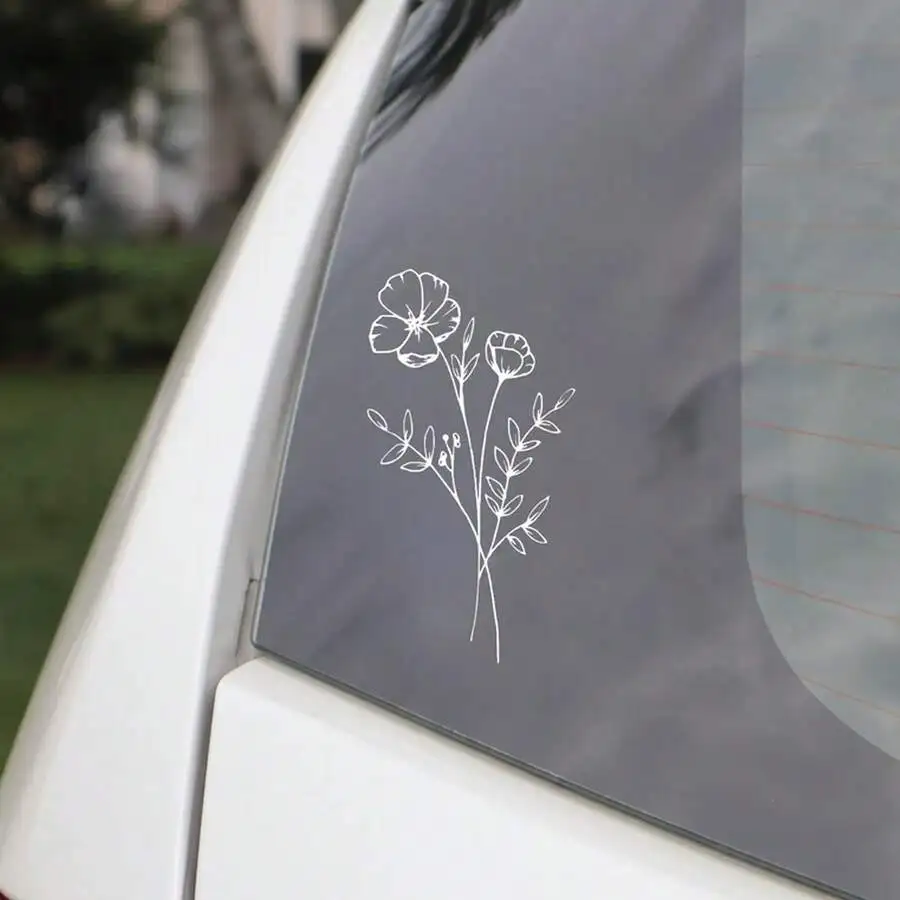 1pc Wild Flower Car Sticker, S - Body Jewelry Back ulasan dan harga