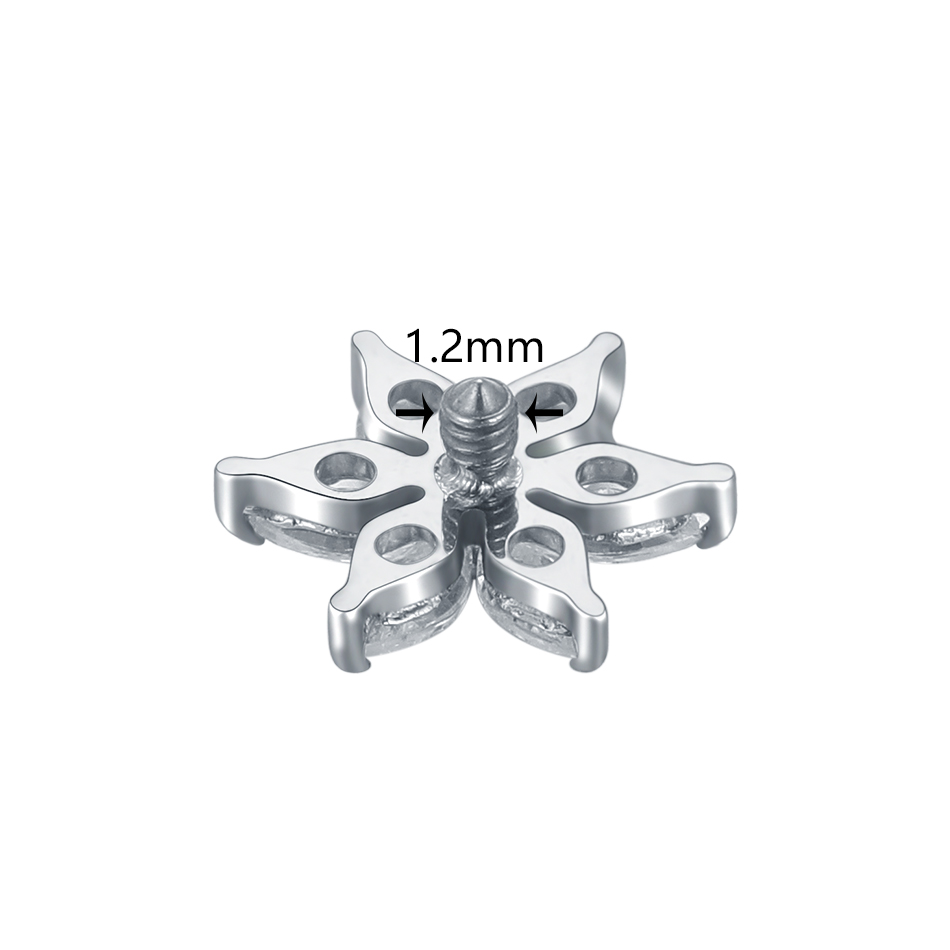 1/5PCS Titanium Crystal Flower - Body Jewelry Dermal ulasan dan harga