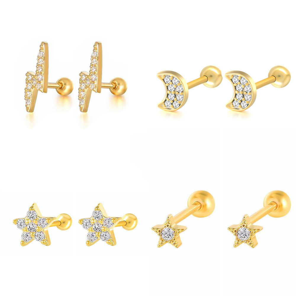 1PC Star Moon Lightning Zircon - Body Jewelry Flat Back ulasan dan harga