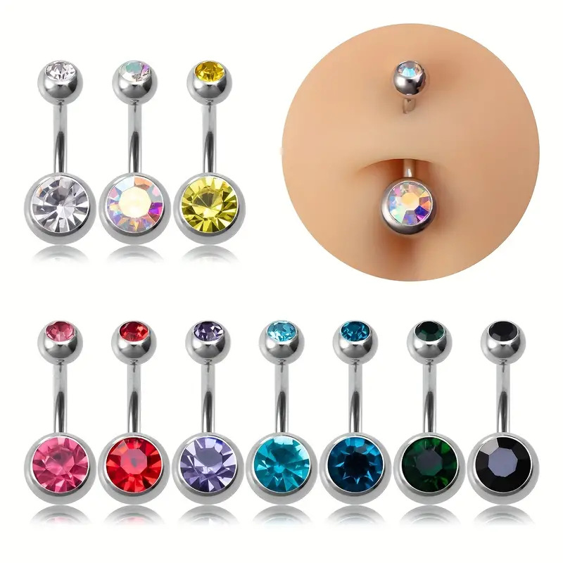 5/10/20Piece Zircon 14G Belly  - Belly Bar Titanium ulasan dan harga