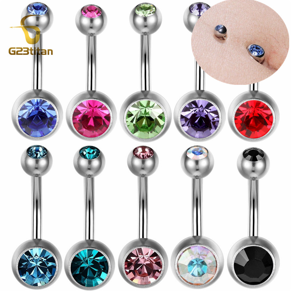 G23Titian 14G 8mm 10mm 12mm Su - Belly Bar Titanium ulasan dan harga