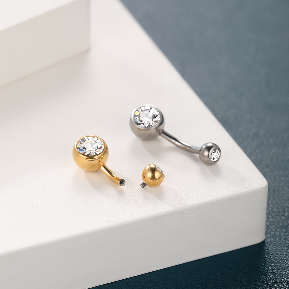 1PC G23 Titanium 14G Gold Colo - Belly Bar Titanium ulasan dan harga