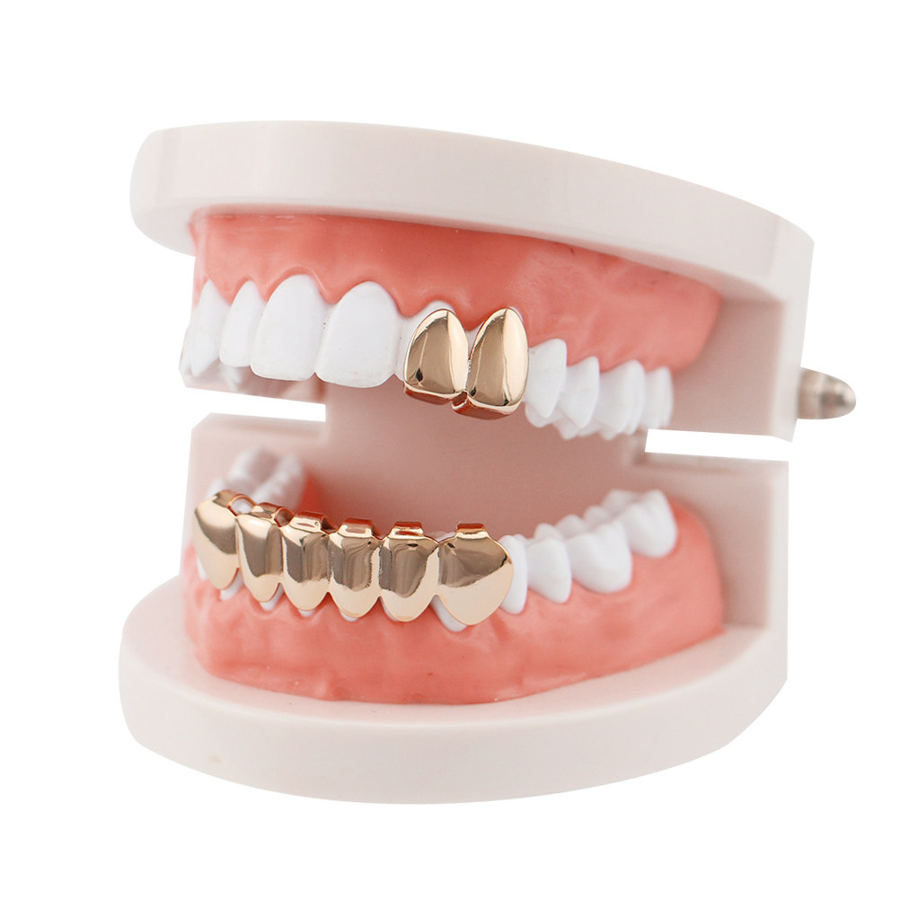 2Pcs Golden Teeth Braces Shiny - Body Jewelry Videos ulasan dan harga