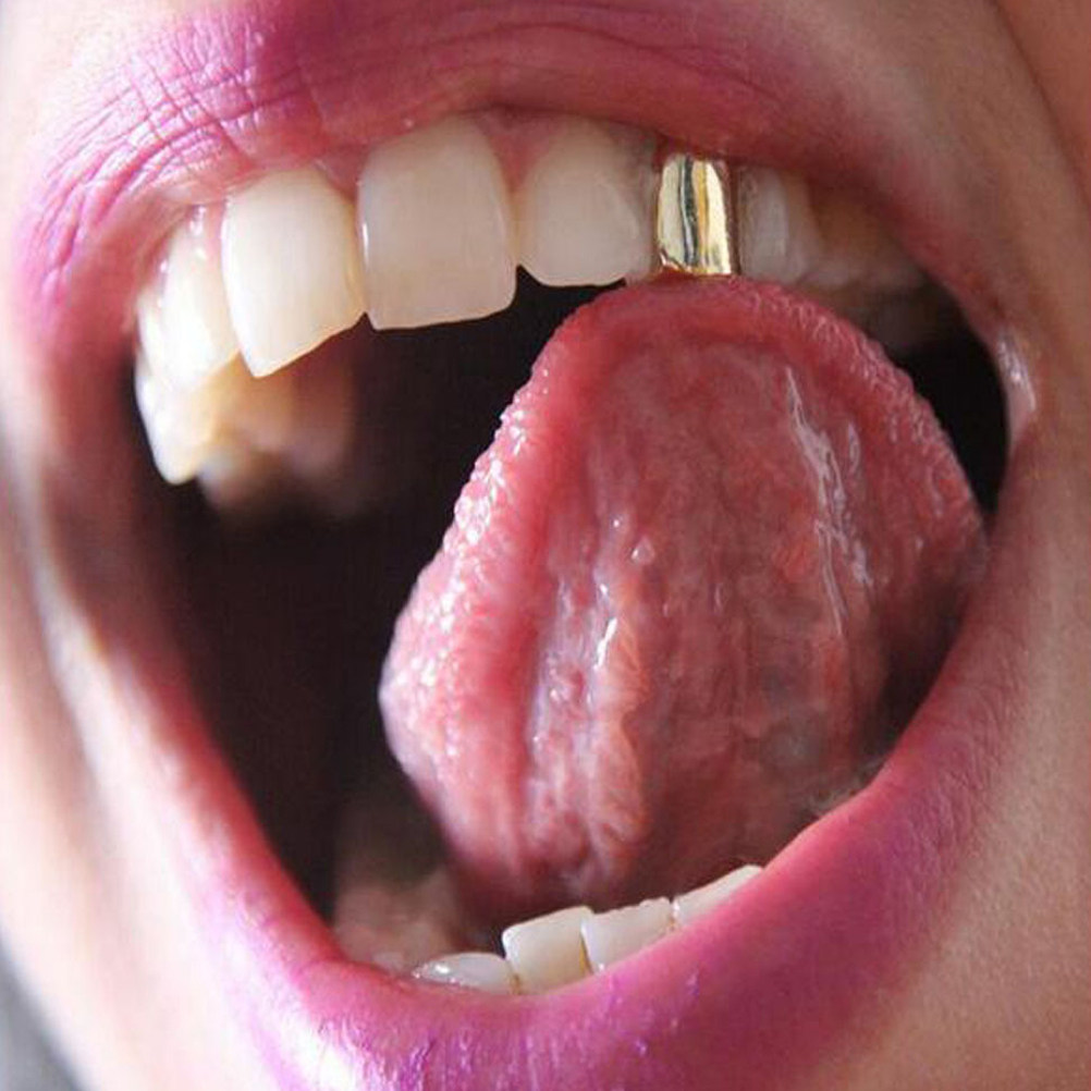 2Pcs Golden Teeth Braces Shiny - Body Jewelry Videos ulasan dan harga