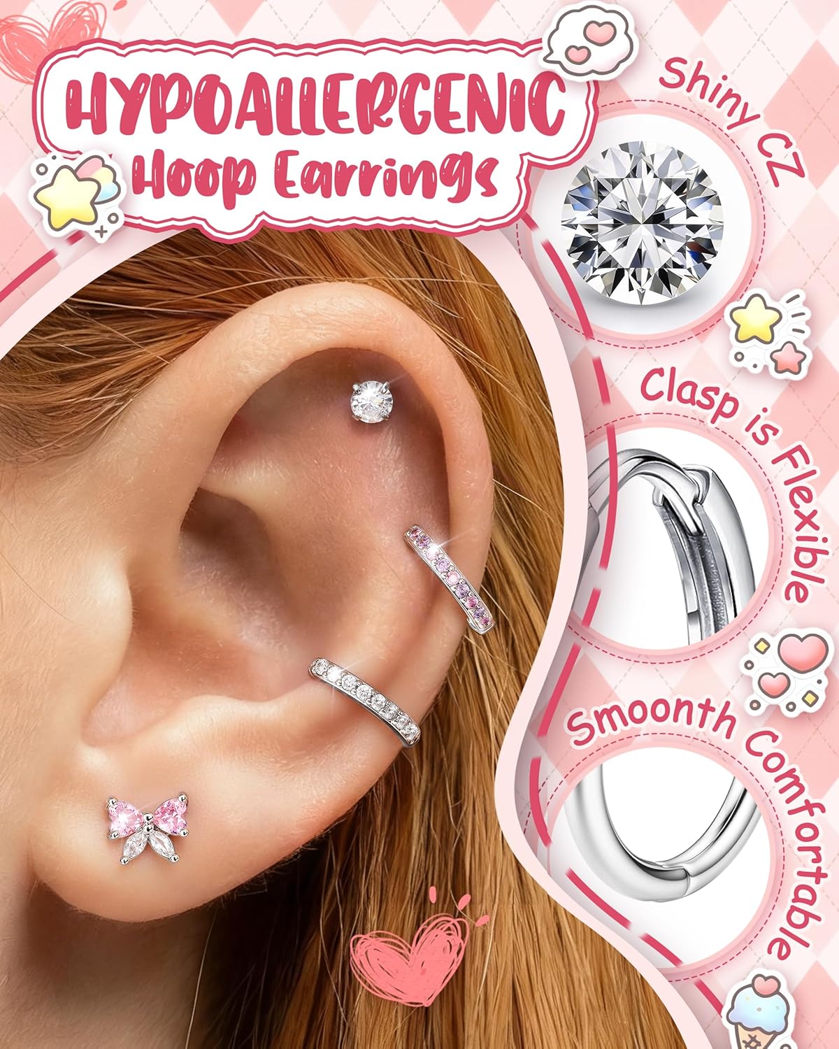 Bobisty 1Pair Earrings for Wom - Body Jewelry Flat Back ulasan dan harga