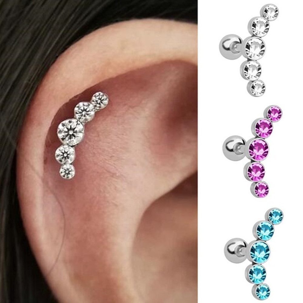 1Pcs Fashion 16G Crystal Gem O - Body Jewelry Ear ulasan dan harga