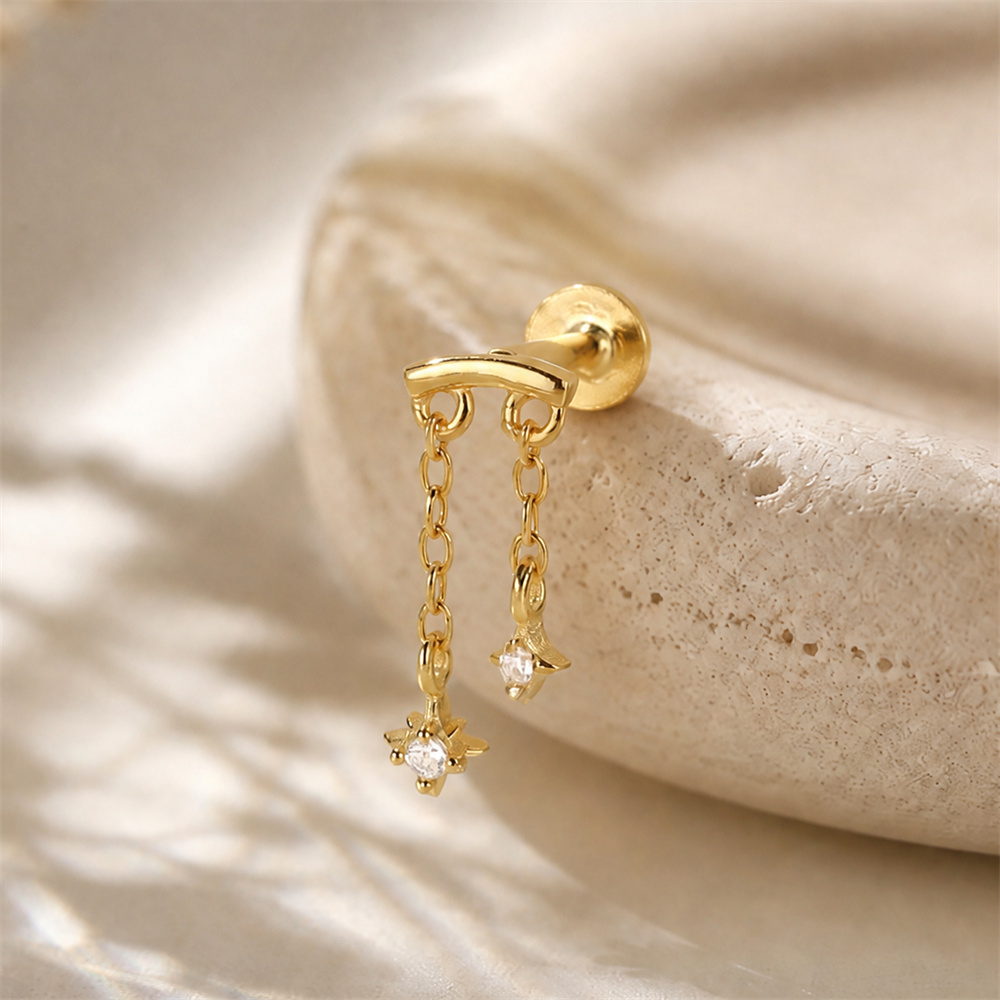 AIDE 925 Sterling Silver Octag - Body Jewelry Ear ulasan dan harga