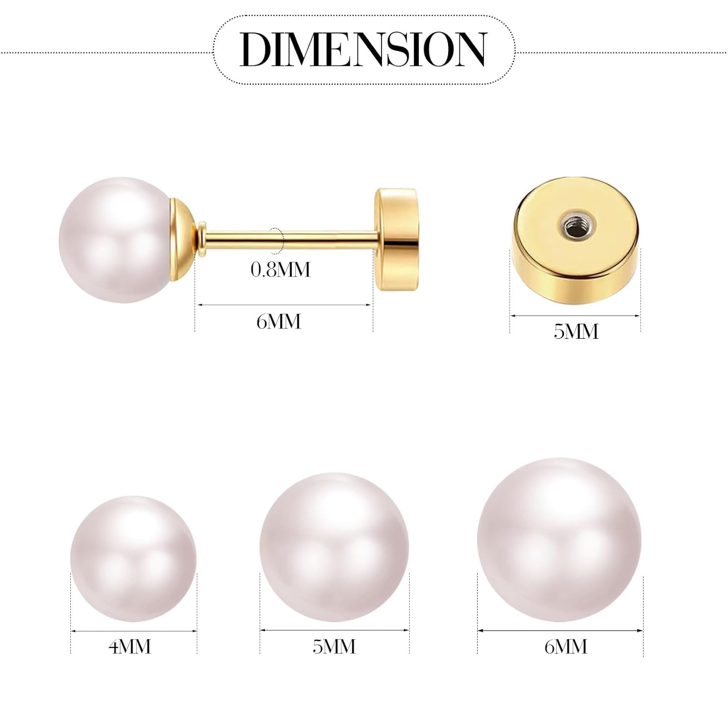 3 Pairs Tiny Pearl Stud Earrin - Body Jewelry Flat Back ulasan dan harga