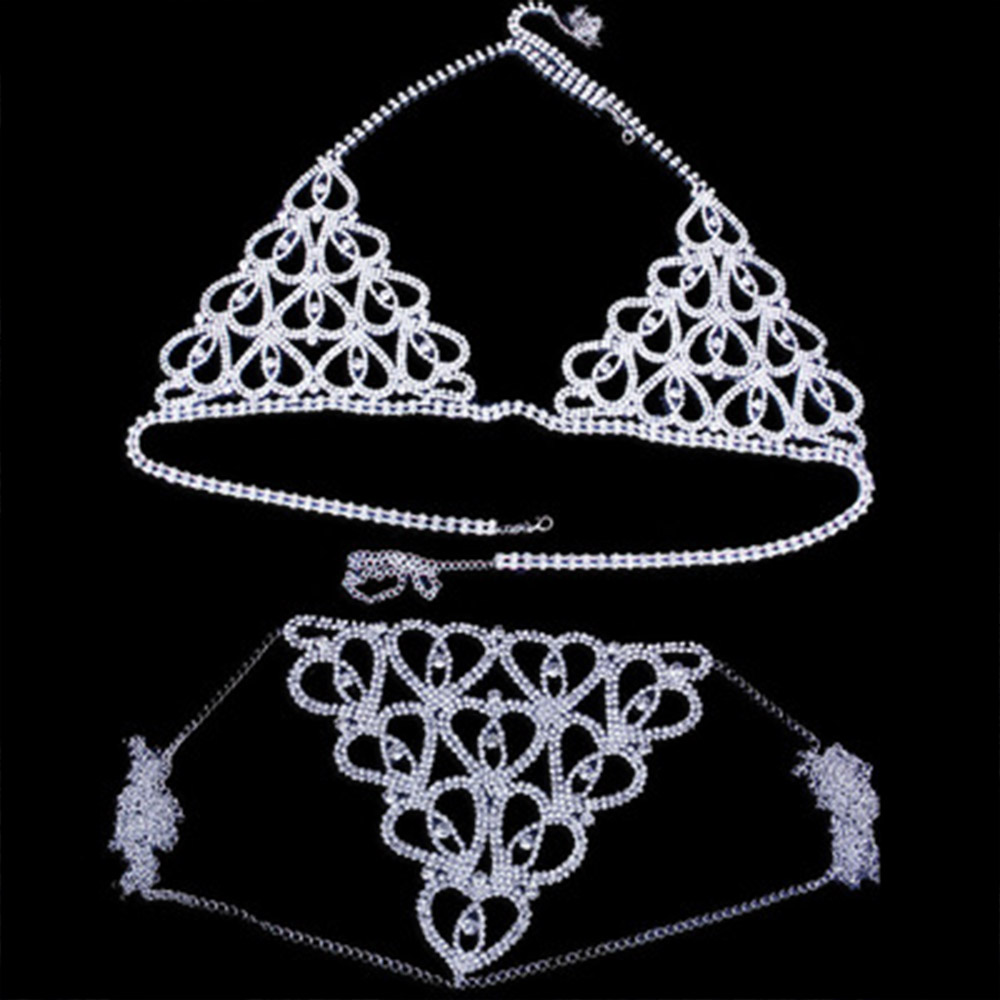 Fashion Rhinestone Heart Bra T - Body Jewelry Women ulasan dan harga