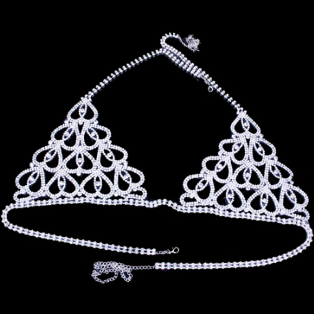 Fashion Rhinestone Heart Bra T - Body Jewelry Women ulasan dan harga