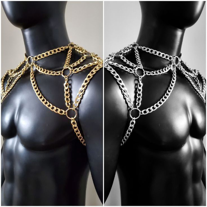 Punk Men Shoulder Body Chain B - Body Jewelry Back ulasan dan harga