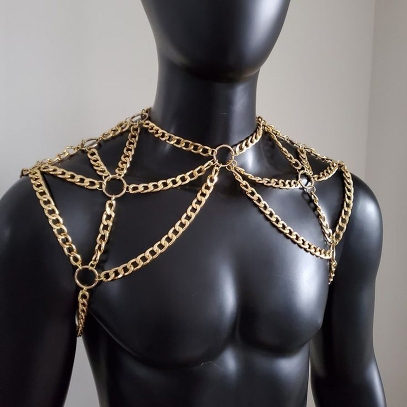 Punk Men Shoulder Body Chain B - Body Jewelry Back ulasan dan harga