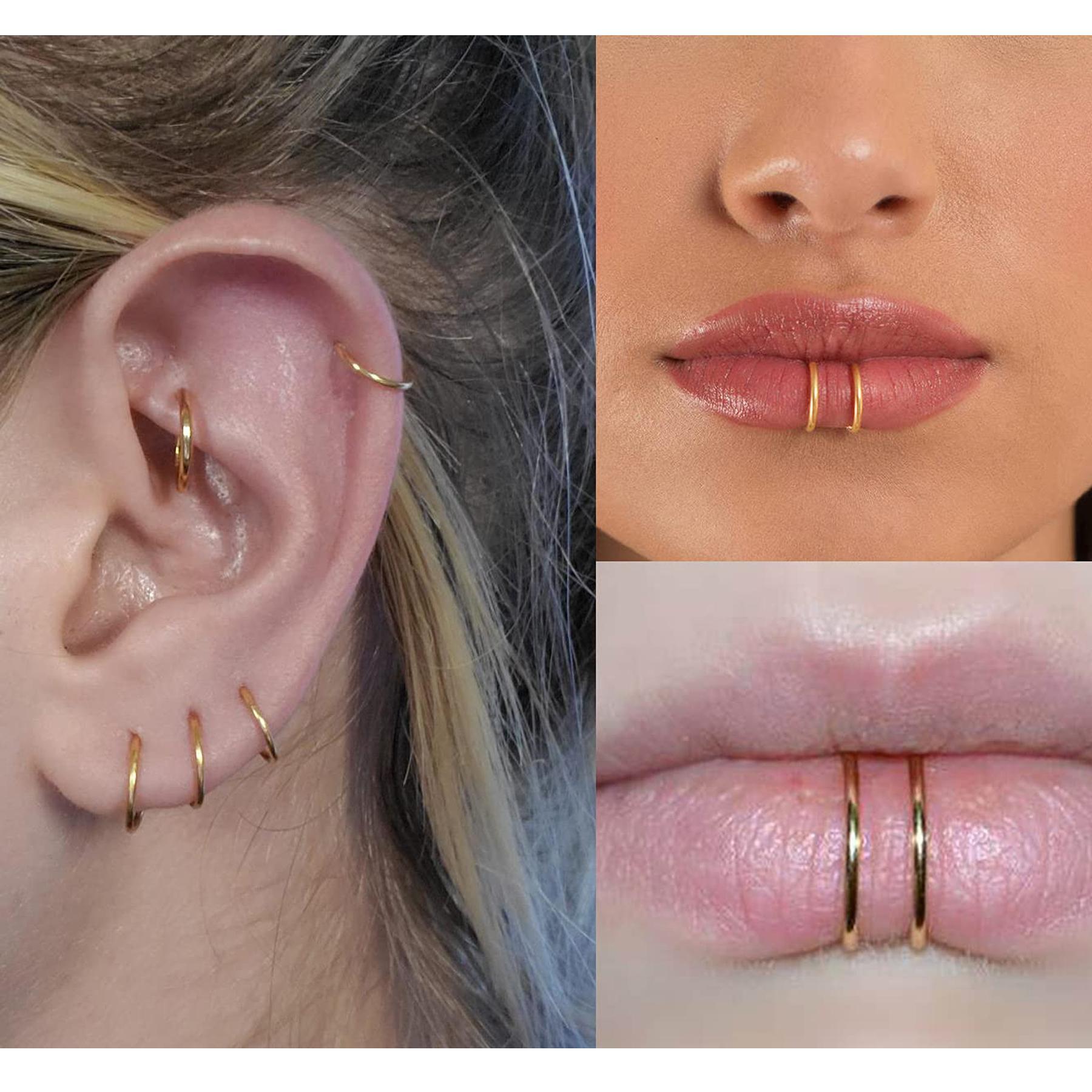 1/9pcs Stainless Steel Fake Se - Body Jewelry Ear ulasan dan harga