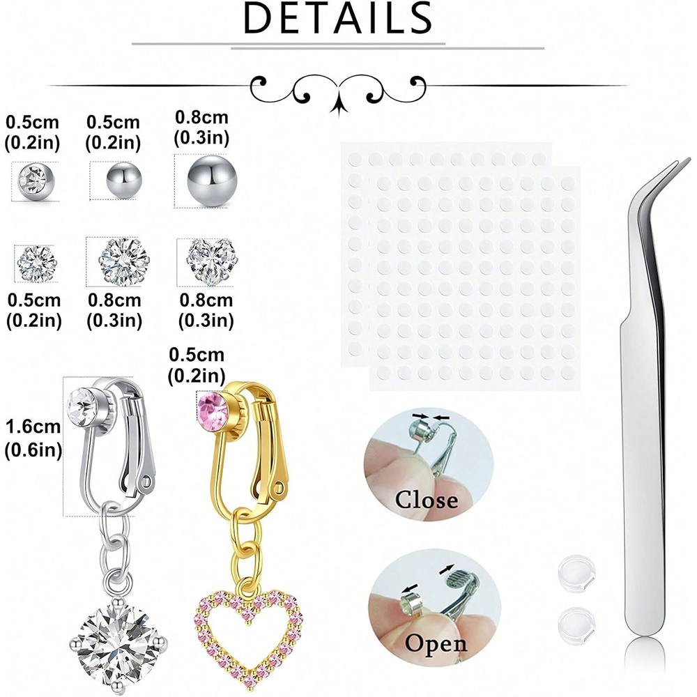 Gold Fake Belly Piercing Cubic - Body Jewelry Piercing ulasan dan harga