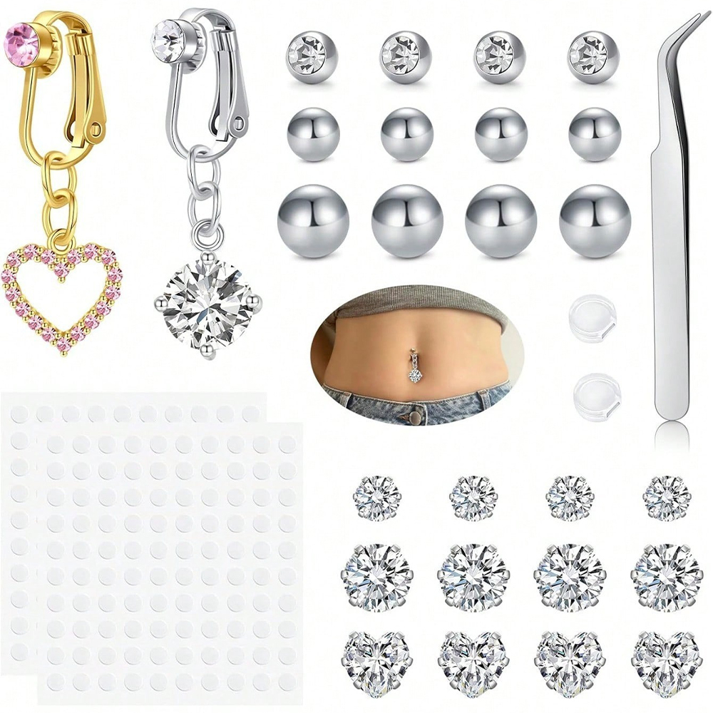 Gold Fake Belly Piercing Cubic - Body Jewelry Piercing ulasan dan harga