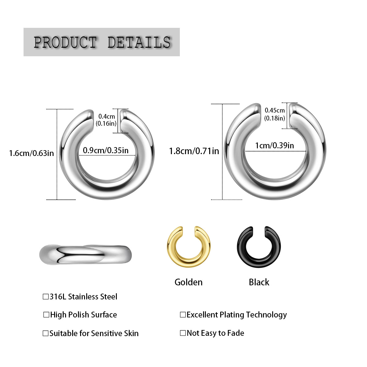 1pc Exaggerated c-Shaped Non-P - Body Jewelry Ear ulasan dan harga