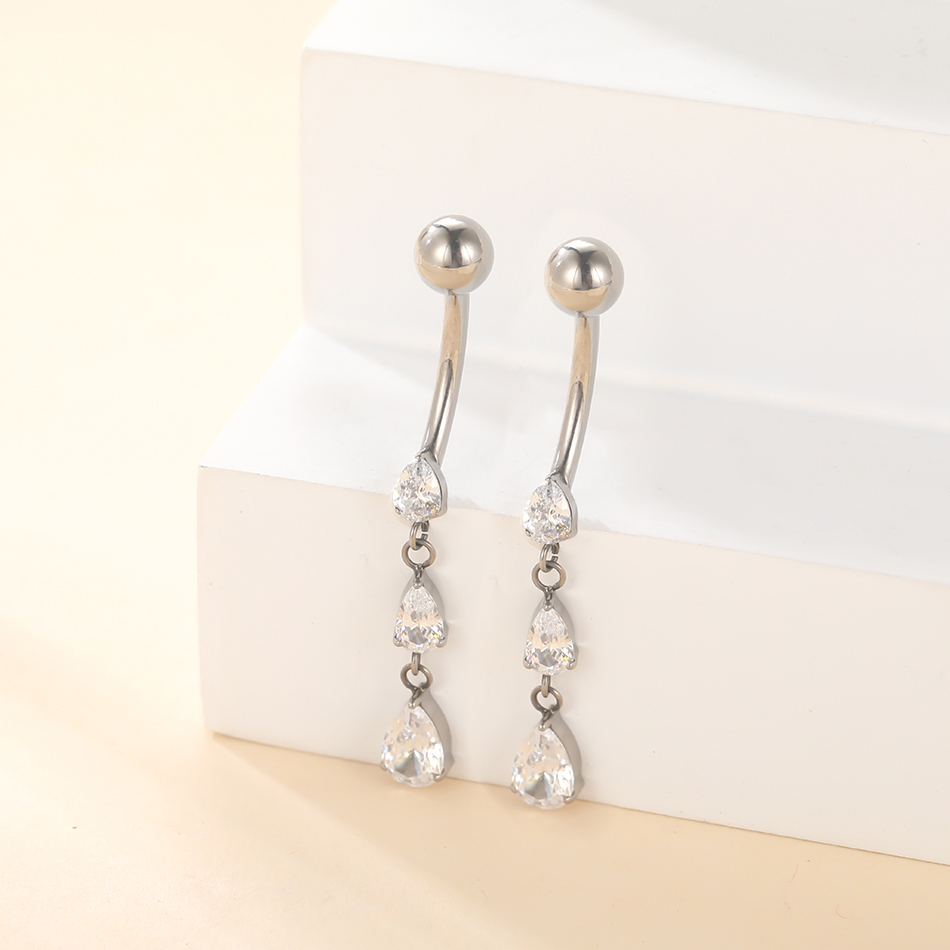 1/5PCS Titanium 14G Dangle CZ  - Belly Bar Titanium ulasan dan harga