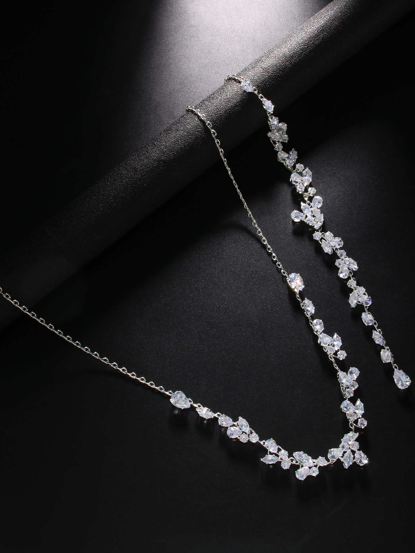 Crystal Leaf Backdrop Necklace - Body Jewelry Back ulasan dan harga