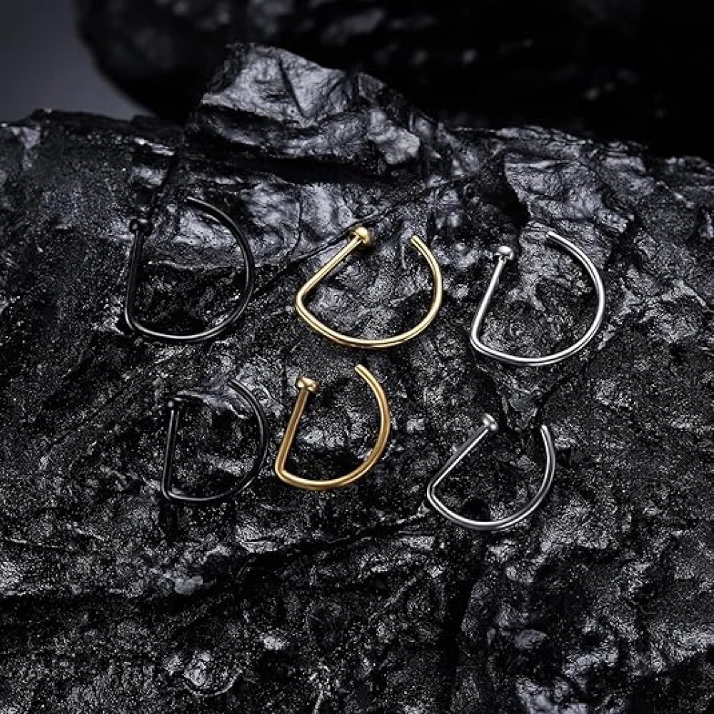 4 Pack Non Piercing D-Shaped N - Body Jewelry Piercing ulasan dan harga