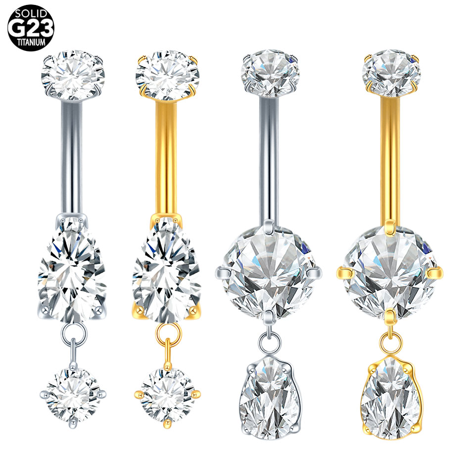 1/5PCS Titanium Crystal Zircon - Belly Bar Titanium ulasan dan harga