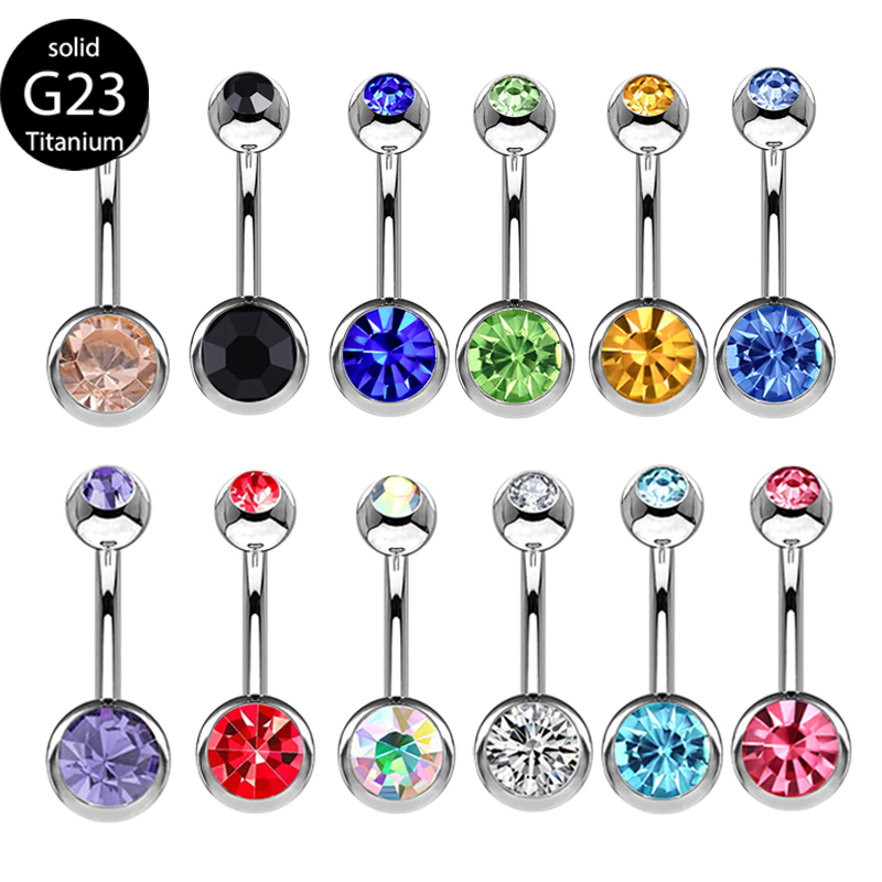 G23 Titanium Double Gem belly  - Body Jewelry Quality ulasan dan harga