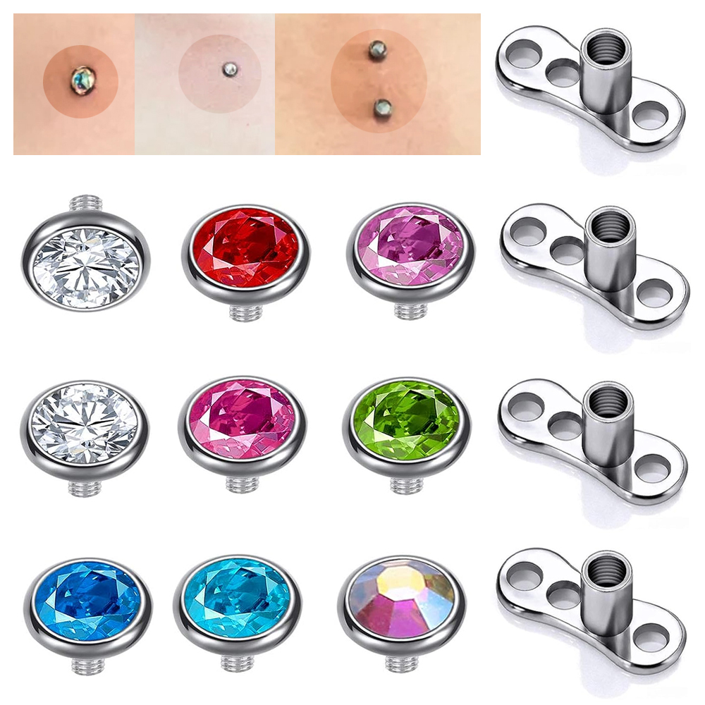 Surgical Steel Surface Piercin - Body Jewelry Dermal ulasan dan harga