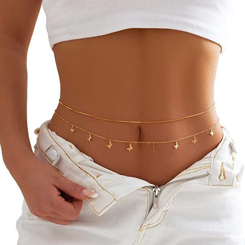 Fashion Simple Double Layer Be - Body Jewelry Chain ulasan dan harga