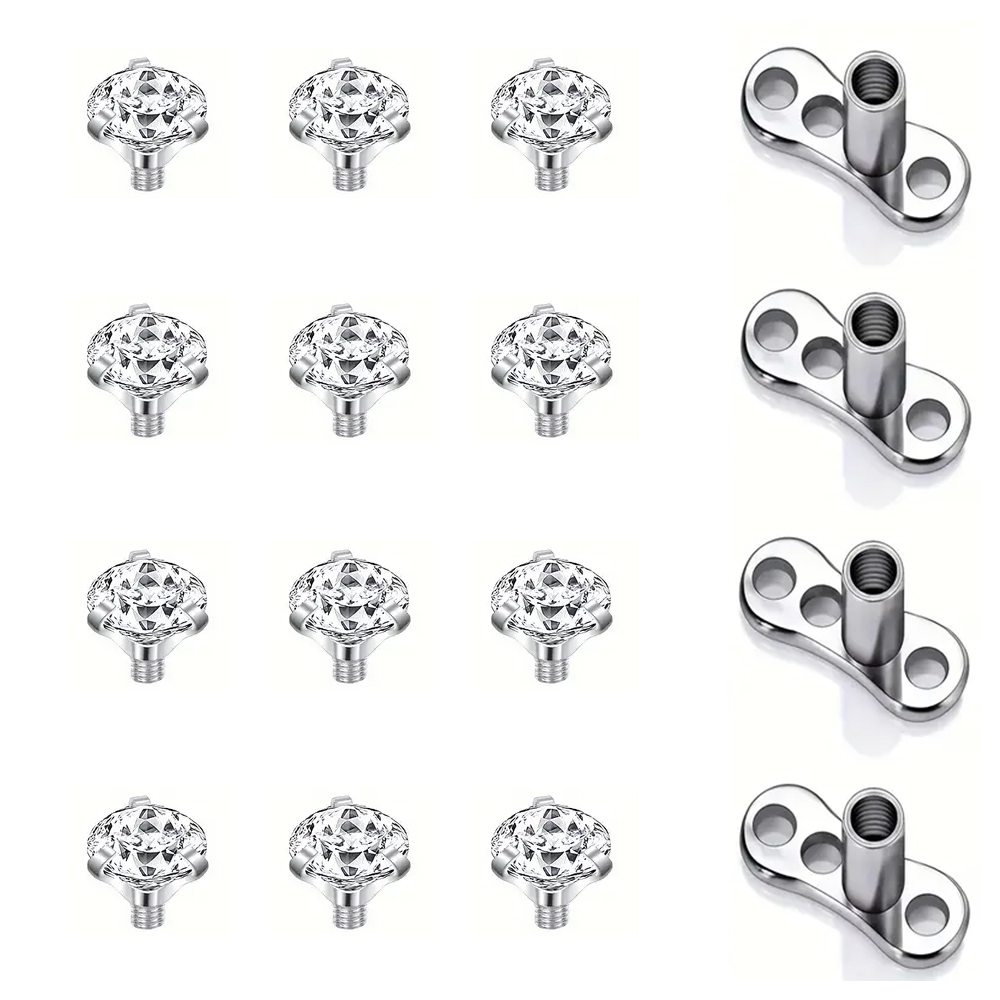 16PCS Crystal Zircon Dermal An - Body Jewelry Dermal ulasan dan harga