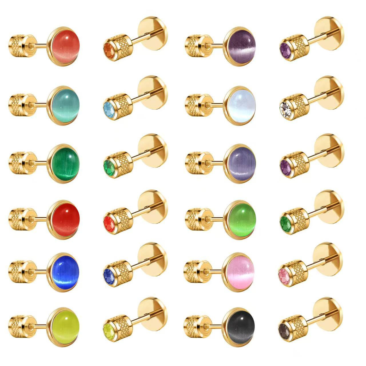 Birthstone Stud Earring for Wo - Body Jewelry Flat Back ulasan dan harga